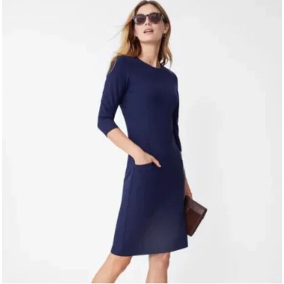 J. McLaughlin Catalyst Dress Winter Navy Women's size Large Front Pockets Bainbr - Picture 3 of 11